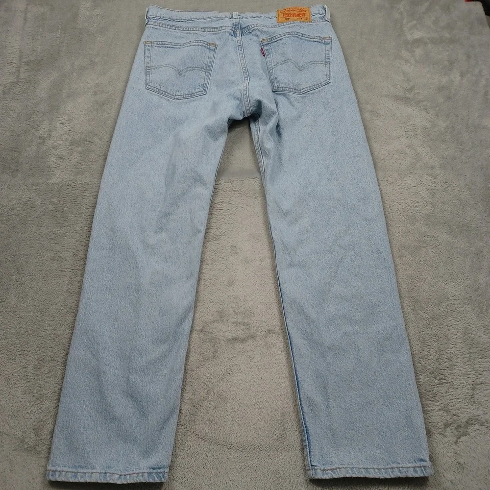 Levis 505 Jeans Mens 34x30 Blue Denim Distressed Pockets Cotton Casual A4